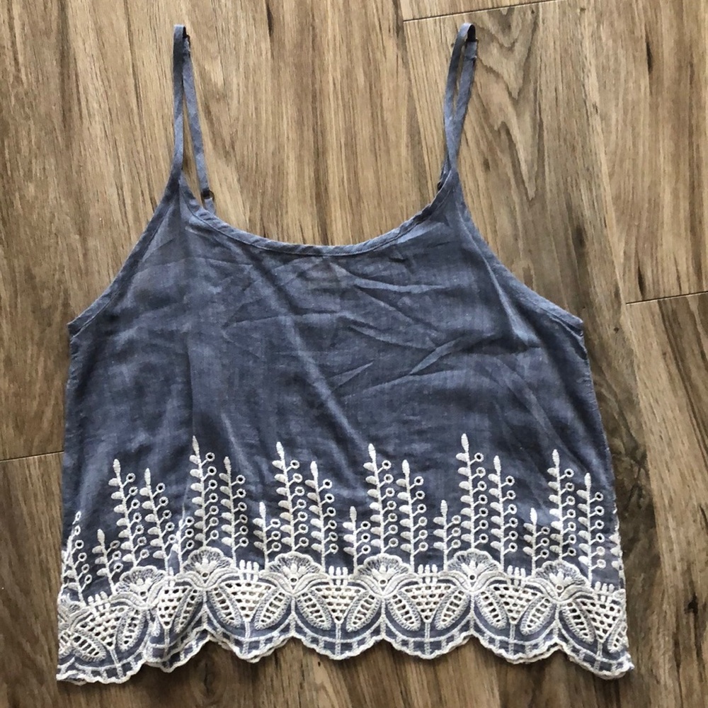 O’Neill Chambray embroidered crop top